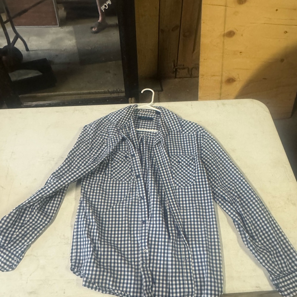 Bruno New York Blue and White Checkered Lightweight Shirt Jacket